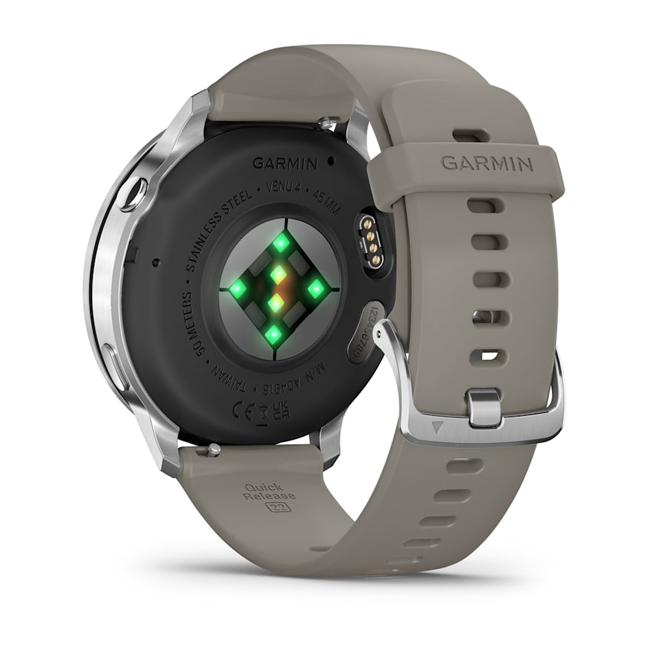 Смарт-часы Garmin Venu 4 - 45 mm, Серебристый, серый силиконовый ремешок 7