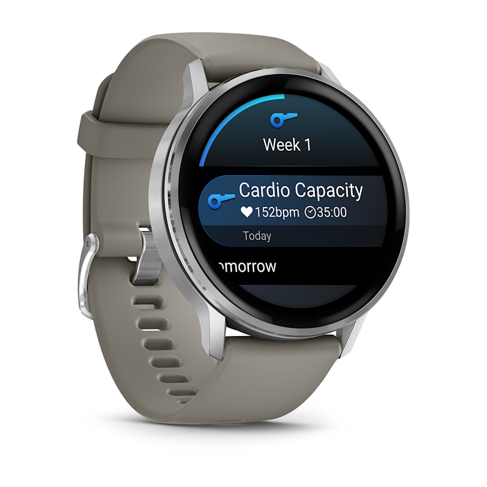 Смарт-часы Garmin Venu 4 - 45 mm, Серебристый, серый силиконовый ремешок 3