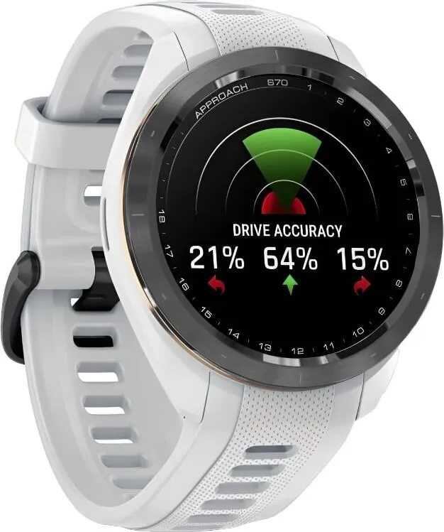 Смарт-часы Garmin Approach S70 - 42 mm, черный керамический безель с белым силиконовым ремешком 3