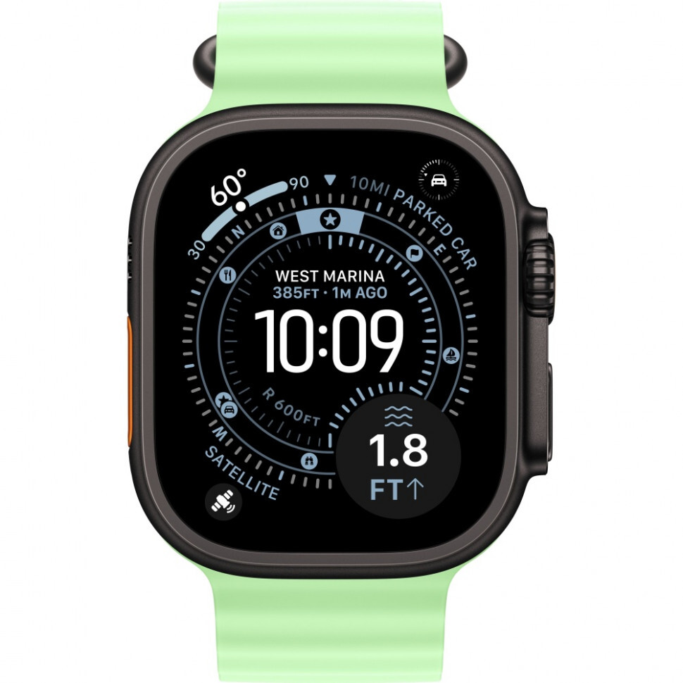 Смарт-часы Apple Watch Ultra 3 - 49 mm Natural Titanium case | ремешок Ocean band | Neon Green - фото 2