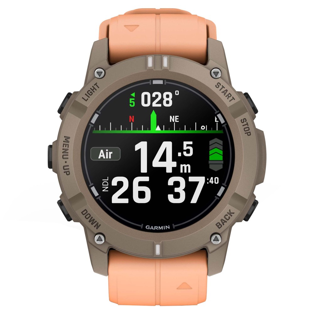 Смарт-часы Garmin Descent G2 - 45 mm, Сиренево-бежевый (палома), нежно-розовый силиконовый ремешок - фото 2