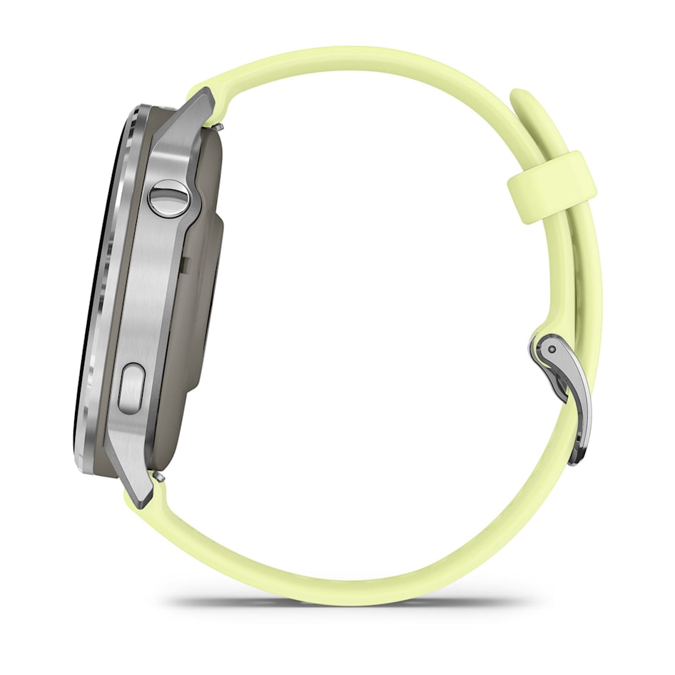 Смарт-часы Garmin Venu 4 - 45 mm, Серебристый , лимонный силиконовый ремешок 8