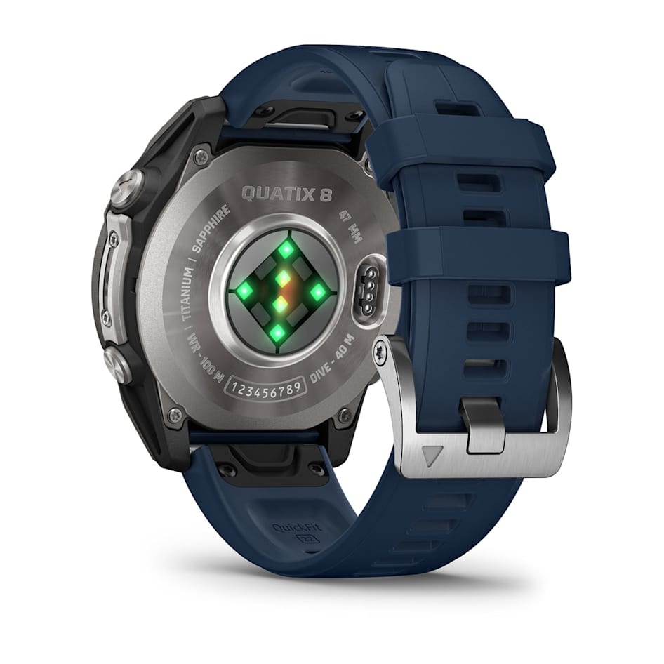 Смарт-часы Garmin Quatix 8 - 47 mm, Amoled, Sapphire, Титановый, синий силиконовый ремешок 10
