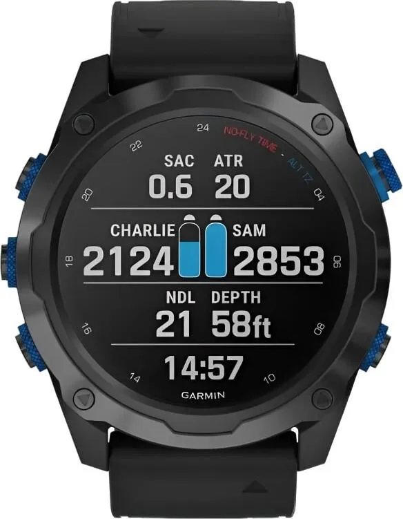 Смарт-часы Garmin Descent Mk2i - 52 mm, Титановый с DLC-покрытием и черным ремешком 4