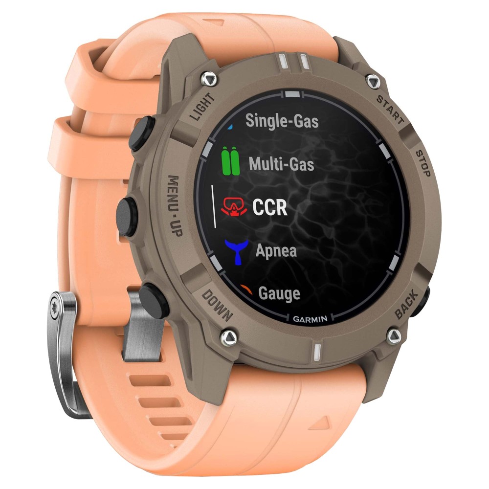 Смарт-часы Garmin Descent G2 - 45 mm, Сиренево-бежевый (палома), нежно-розовый силиконовый ремешок - фото 3