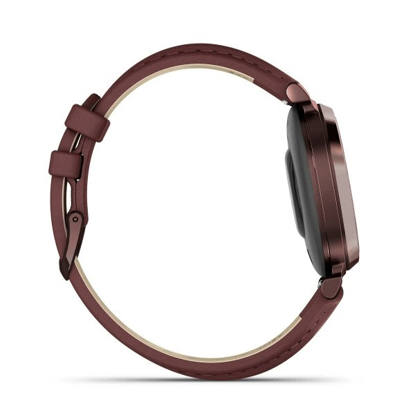 Смарт-часы Garmin Lily 2 - 35 mm, Classic с безелем темно-бронзового цвета, кожаный ремешок ежевичного цвета 5