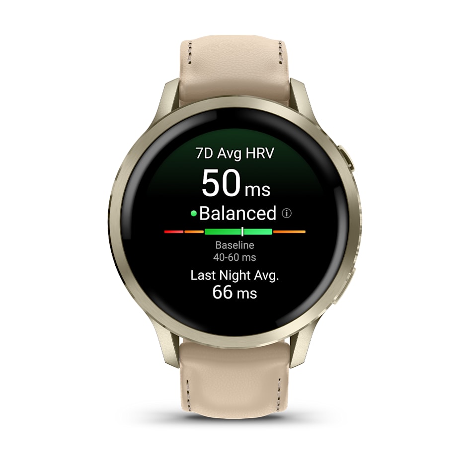 Смарт-часы Garmin Venu 4 - 41 mm, Лунно-золотистый, кожаный ремешок песочного цвета - фото 2