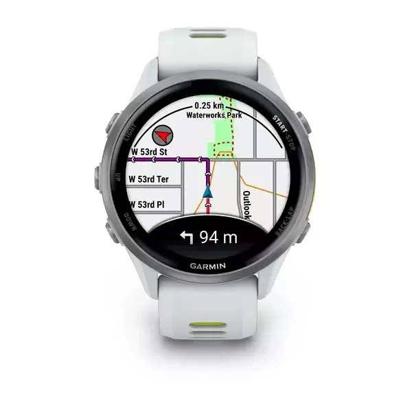Смарт-часы Garmin Forerunner 970 - 47 mm, Белый, титановый безель, бело-зеленый ремешок (010-02969-01) - фото 2