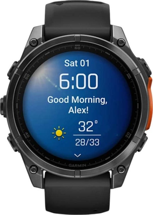 Смарт-часы Garmin Fenix 8 Amoled - 47 mm Sapphire, Серый, черный силиконовый ремешок - фото 2