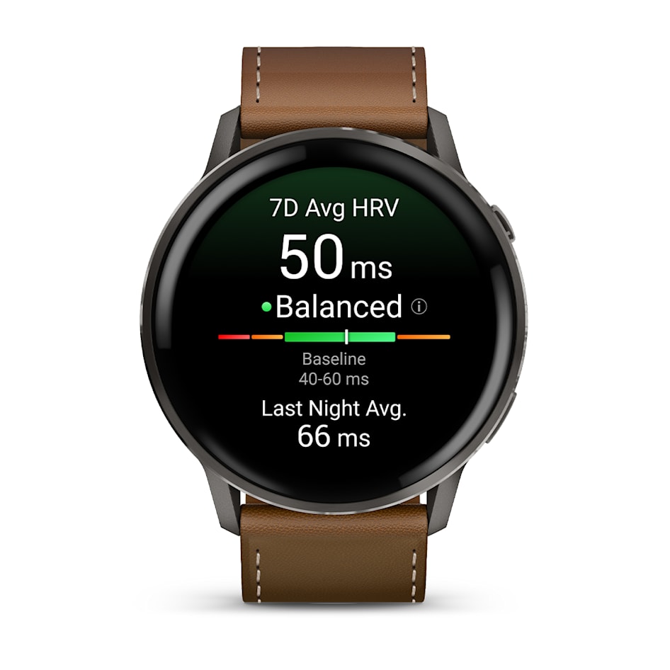 Смарт-часы Garmin Venu 4 - 45 mm, Темно-серый, коричневый кожаный ремешок - фото 2