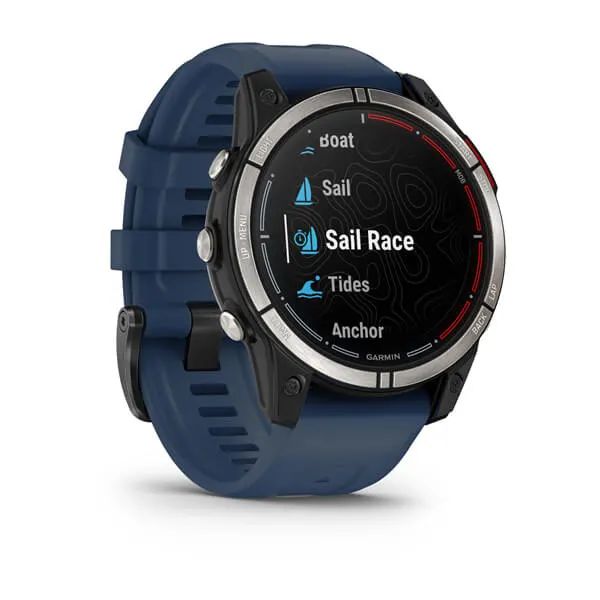 Смарт-часы Garmin Quatix 7 Sapphire Edition - 47 mm, Титановый, синий силиконовый ремешок - фото 2