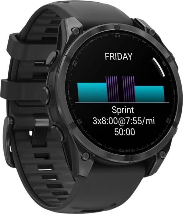 Смарт-часы Garmin Fenix 8 Amoled - 47 mm Sapphire, Серый, черный силиконовый ремешок - фото 3