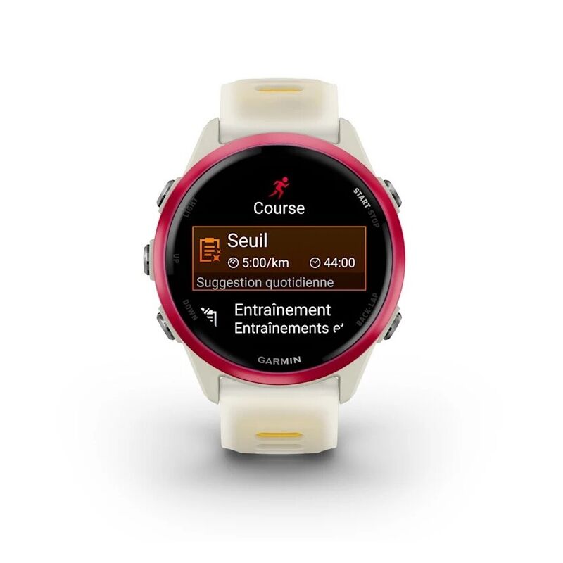 Смарт-часы Garmin Forerunner 570 - 42 mm, Малиновый алюминий с желто-белым ремешком 7