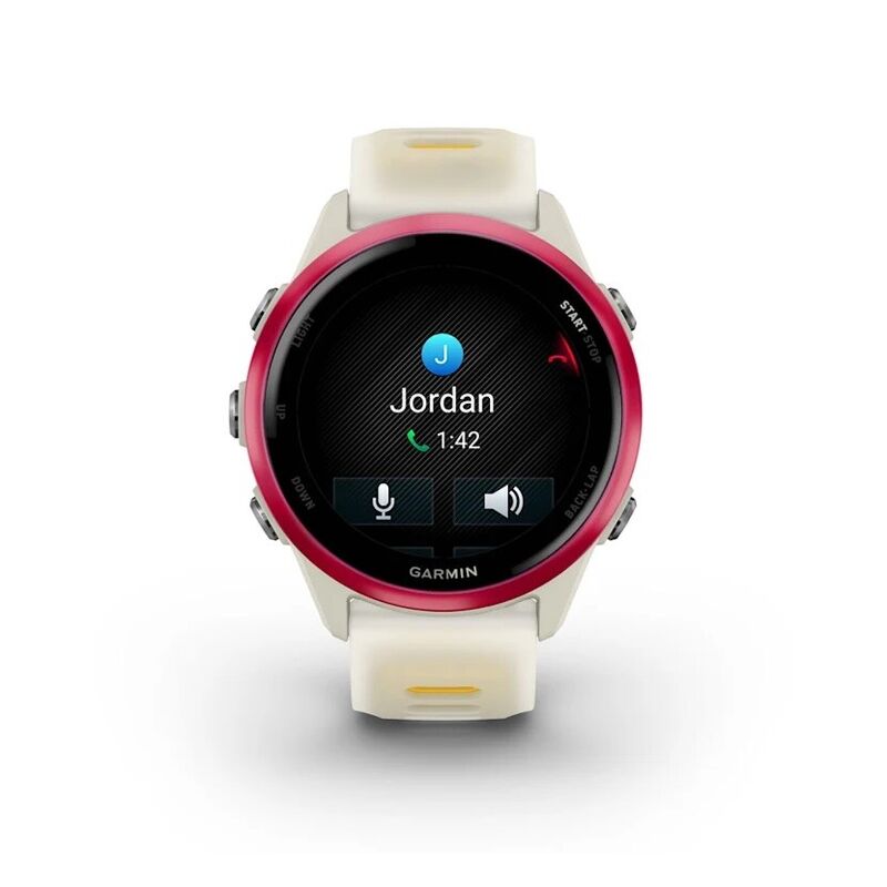 Смарт-часы Garmin Forerunner 570 - 42 mm, Малиновый алюминий с желто-белым ремешком - фото 2