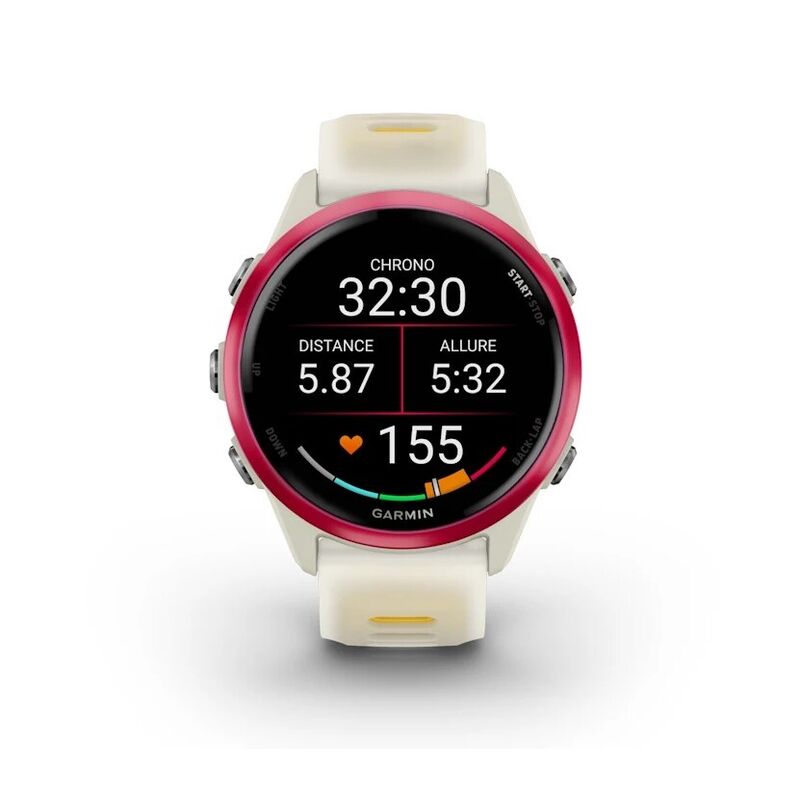 Смарт-часы Garmin Forerunner 570 - 42 mm, Малиновый алюминий с желто-белым ремешком 4