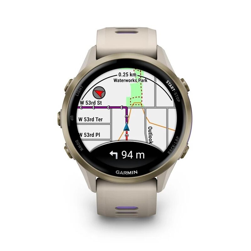 Смарт-часы Garmin Forerunner 970 - 47 mm, Золотистый, титановый безель, серый с индиго ремешок (010-02969-02) - фото 2
