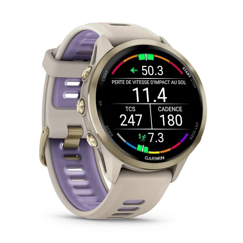 Смарт-часы Garmin Forerunner 970 - 47 mm, Золотистый, титановый безель, серый с индиго ремешок (010-02969-02) - фото 3