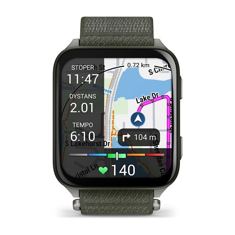 Смарт-часы Garmin Venu X1 - 51 mm, цвет Мха с серой титановой крышкой, черный нейлоновый ремешок - фото 2