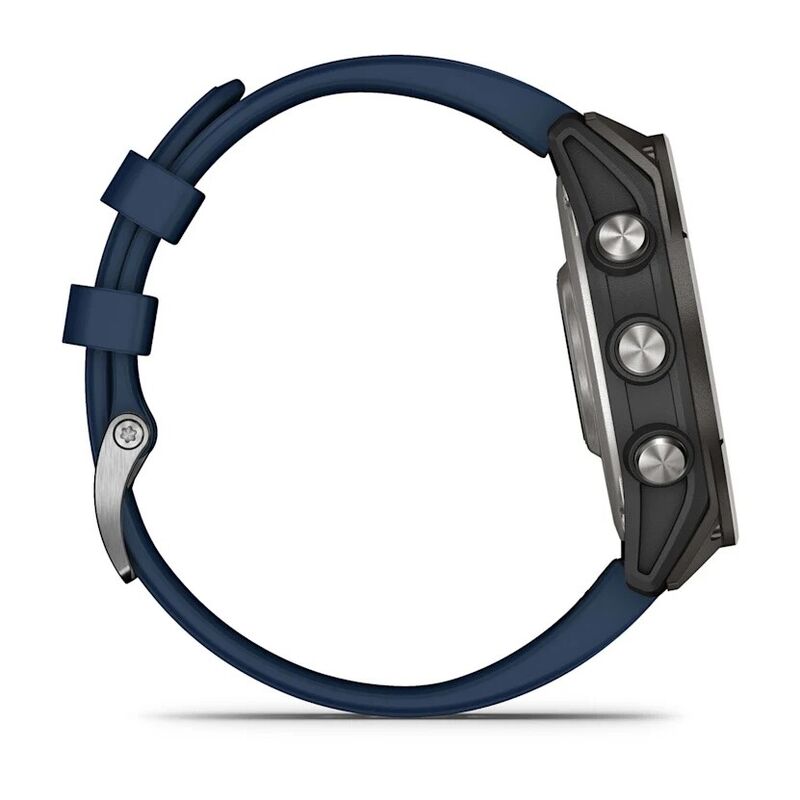 Смарт-часы Garmin Quatix 8 - 51 mm, Amoled, Sapphire, Титановый, синий силиконовый ремешок 5