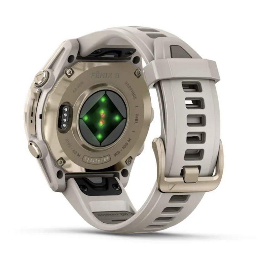 Смарт-часы Garmin Fenix 8 Amoled - 43 mm, Золотистый, дымчато-серый силиконовый ремешок 6