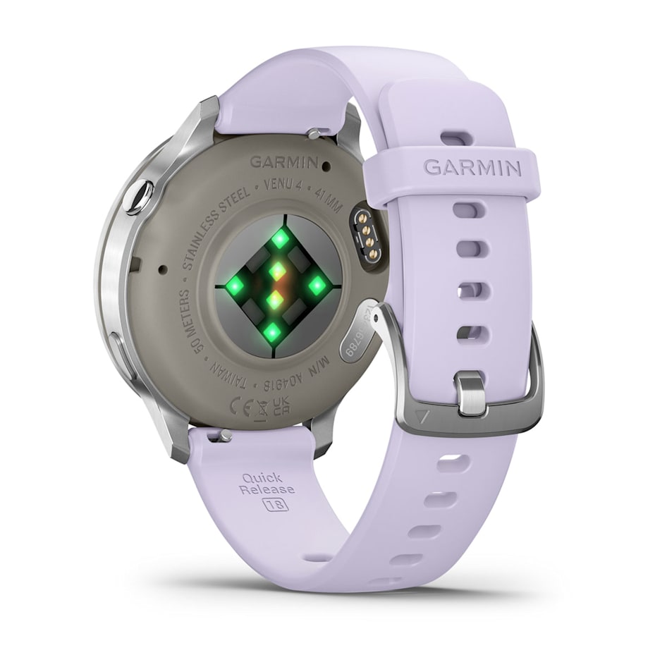 Смарт-часы Garmin Venu 4 - 41 mm, Серебристый, сиренево-голубой силиконовый ремешок 7