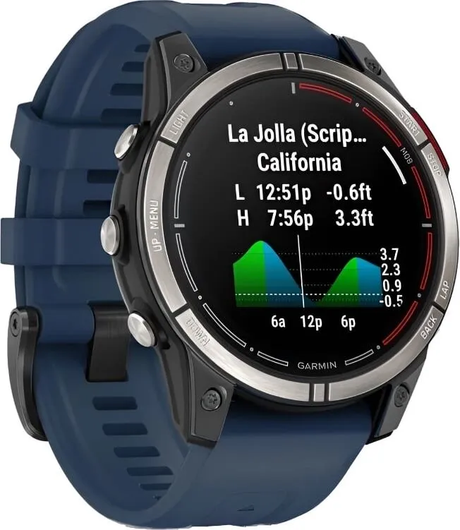 Смарт-часы Garmin Quatix 7 Pro - 47 mm, Титановый, темно-синий ремешок - фото 3