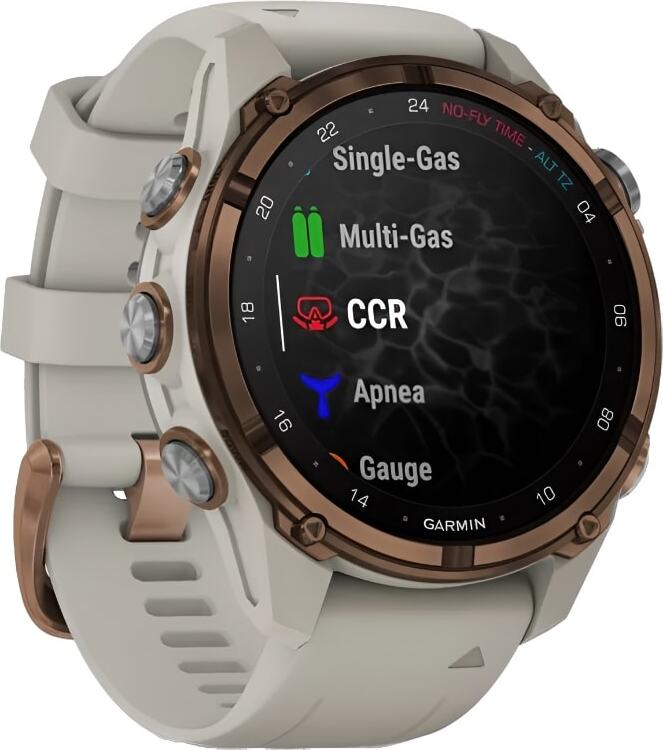 Смарт-часы Garmin Descent Mk3i - 43 mm, Титановый, бронзовый безель с PVD-покрытием, серый силиконовый ремешок - фото 3