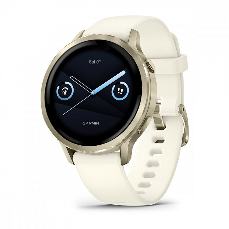 Смарт-часы Garmin Venu 4 - 41 mm, Лунно-золотистый, силиконовый ремешок цвета слоновой кости