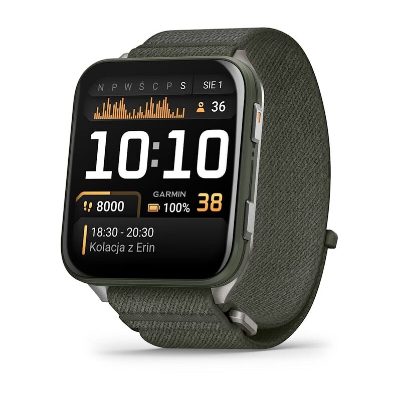 Смарт-часы Garmin Venu X1 - 51 mm, цвет Мха с серой титановой крышкой, черный нейлоновый ремешок