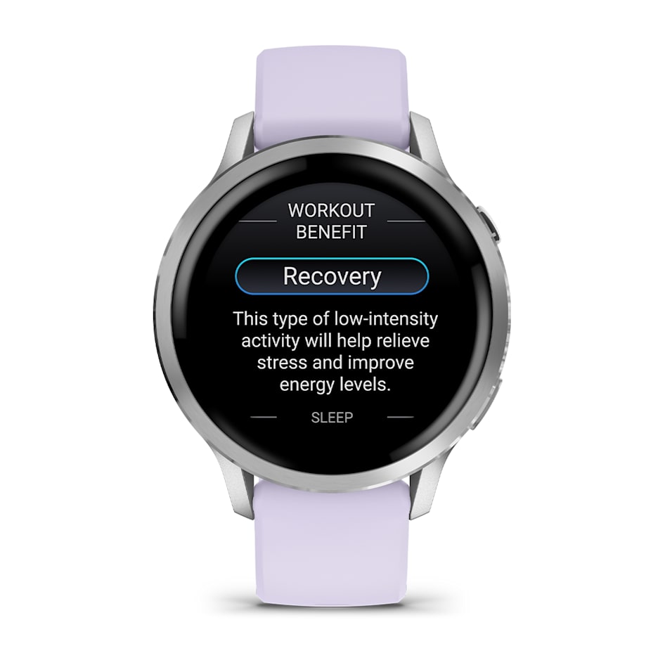 Смарт-часы Garmin Venu 4 - 41 mm, Серебристый, сиренево-голубой силиконовый ремешок 6