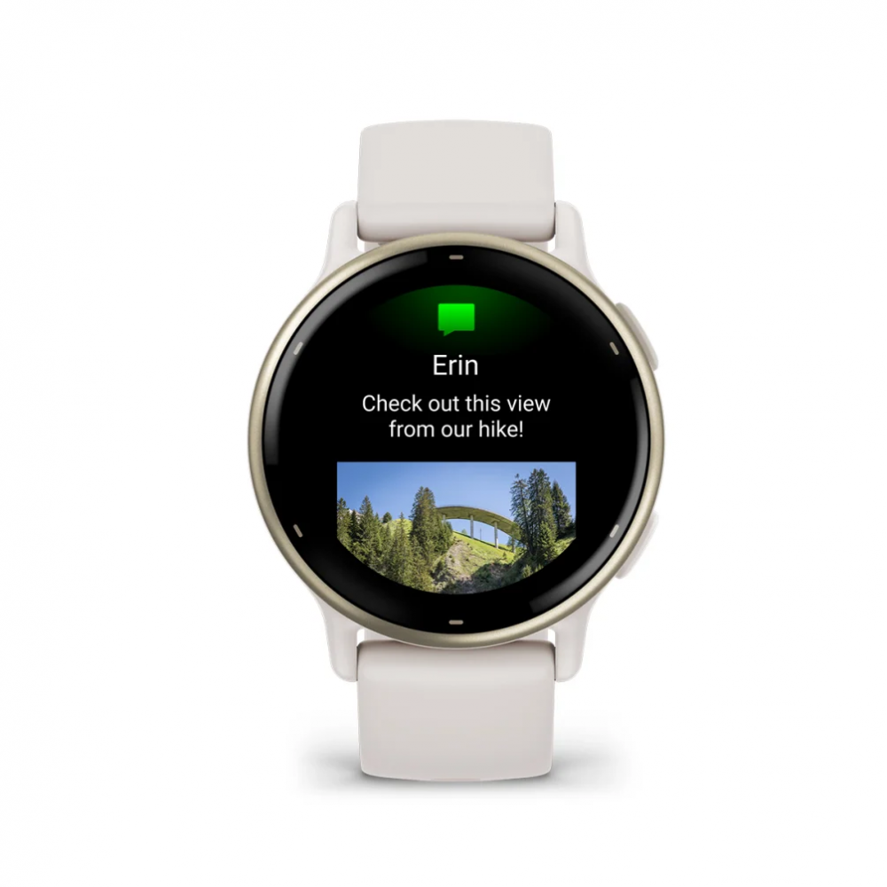 Смарт-часы Garmin Vivoactive 5 - 42 mm, цвета Слоновой кости, золотистый безель, бежевый силиконовый ремешок - фото 2