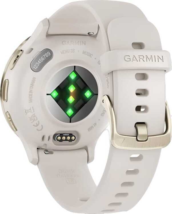 Смарт-часы Garmin Venu 3S - 41 mm, цвета Слоновой кости с золотистым безелем, бежевый ремешок 6