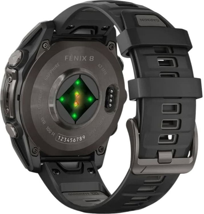 Смарт-часы Garmin Fenix 8 Amoled - 47 mm Sapphire, Угольно-серый с DLC-покрытием, пепельно-черный силиконовый ремешок 4