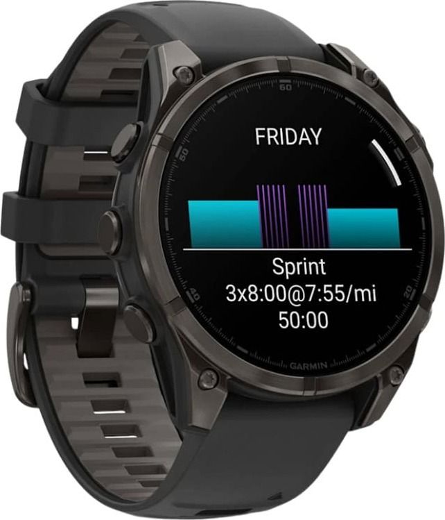 Смарт-часы Garmin Fenix 8 Amoled - 47 mm Sapphire, Угольно-серый с DLC-покрытием, пепельно-черный силиконовый ремешок - фото 3