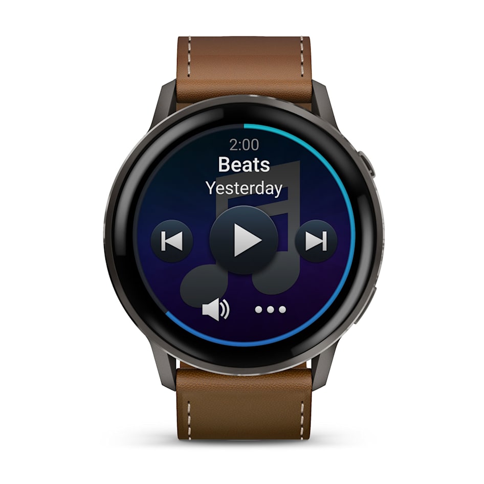 Смарт-часы Garmin Venu 4 - 45 mm, Темно-серый, коричневый кожаный ремешок 4