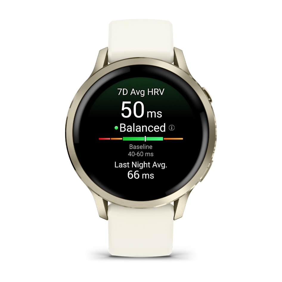 Смарт-часы Garmin Venu 4 - 41 mm, Лунно-золотистый, силиконовый ремешок цвета слоновой кости - фото 2