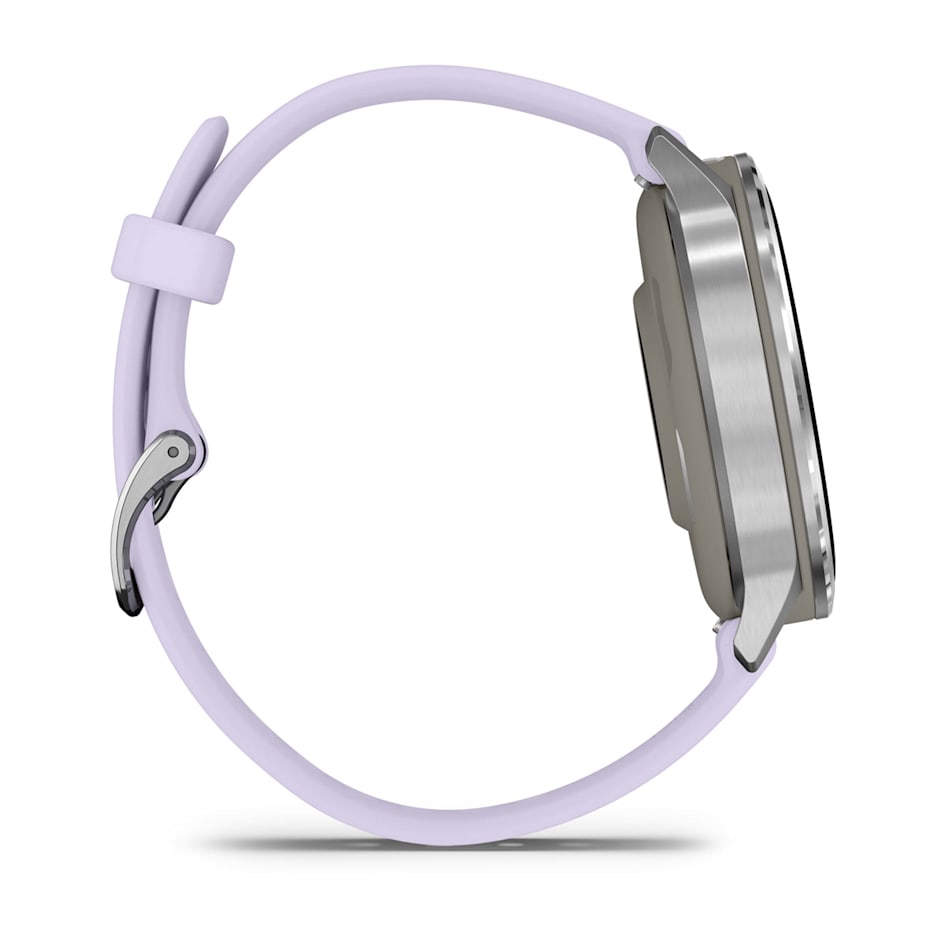 Смарт-часы Garmin Venu 4 - 41 mm, Серебристый, сиренево-голубой силиконовый ремешок 5