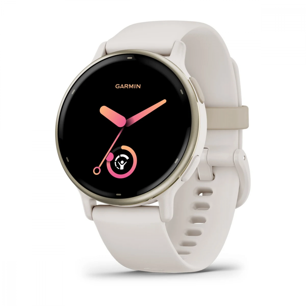 Смарт-часы Garmin Vivoactive 5 - 42 mm, цвета Слоновой кости, золотистый безель, бежевый силиконовый ремешок