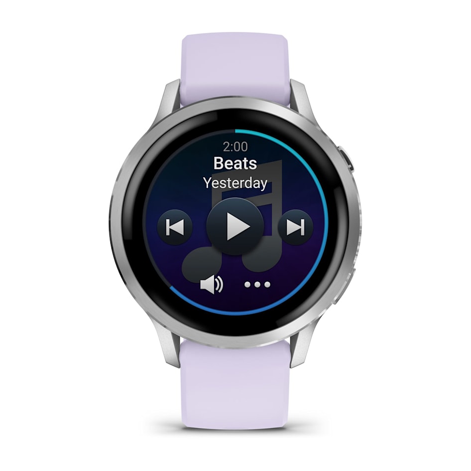 Смарт-часы Garmin Venu 4 - 41 mm, Серебристый, сиренево-голубой силиконовый ремешок 4