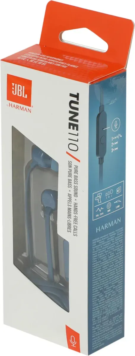 Наушники JBL Tune 110, 3.5 мм, внутриканальные, цвет Синий 6