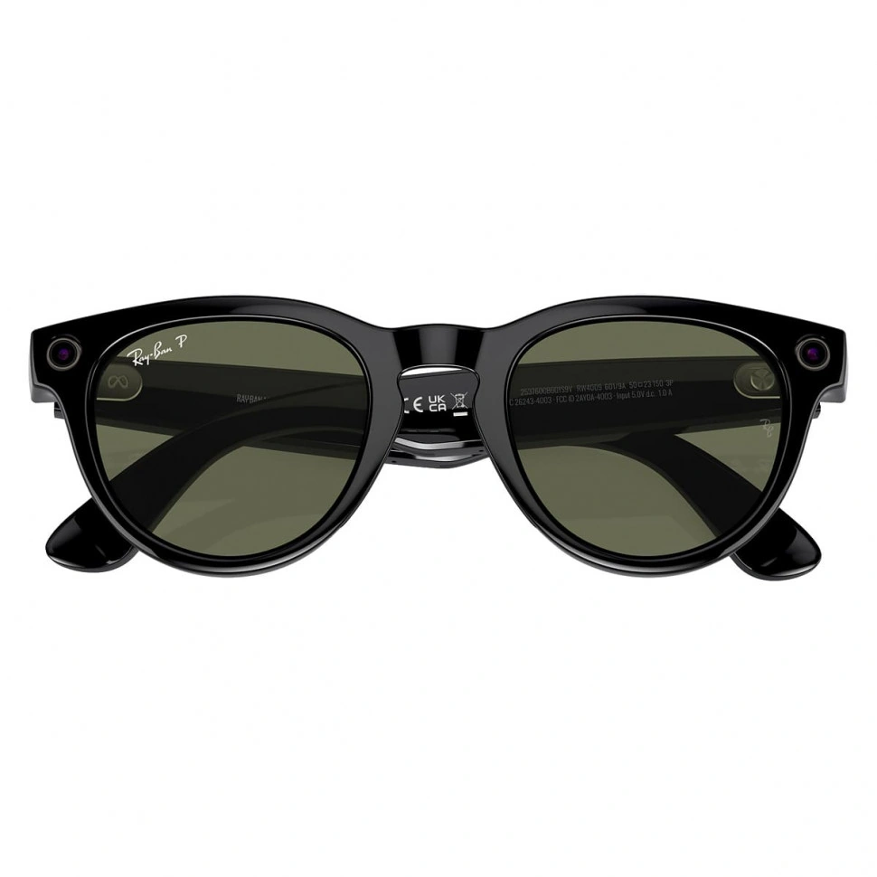 Умные очки Ray-Ban Meta Headliner RW4009 (Глянцевая чёрная оправа, линзы поляризованные зелёные), размер M 5