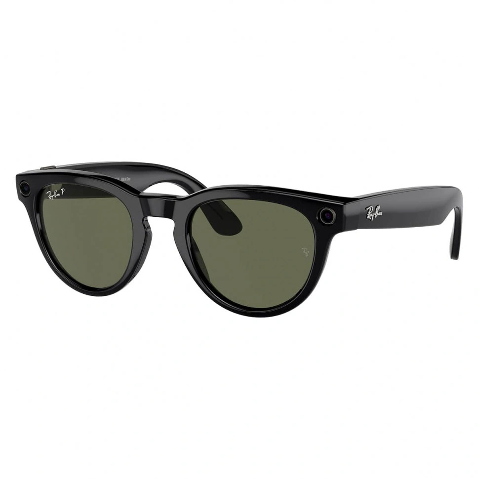 Умные очки Ray-Ban Meta Headliner RW4009 (Глянцевая чёрная оправа, линзы поляризованные зелёные), размер M - фото 2