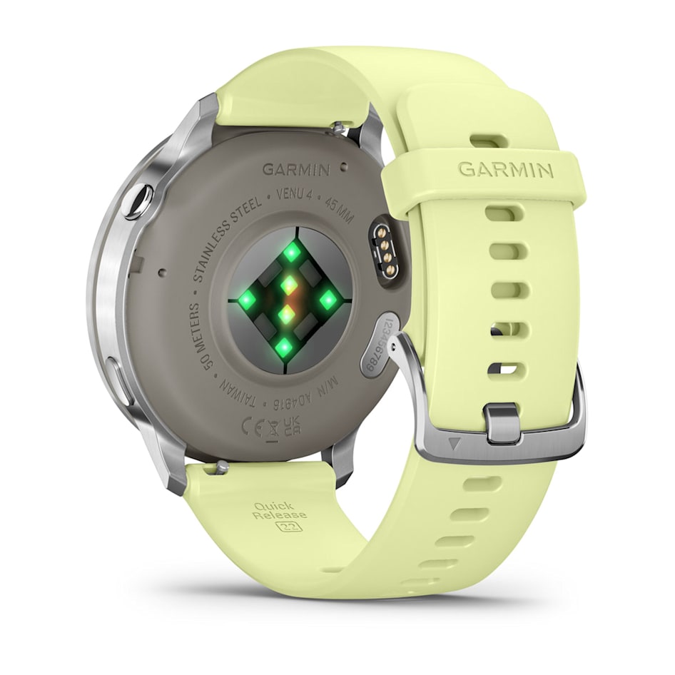 Смарт-часы Garmin Venu 4 - 45 mm, Серебристый , лимонный силиконовый ремешок 7