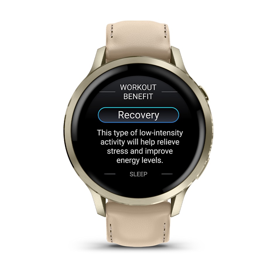 Смарт-часы Garmin Venu 4 - 41 mm, Лунно-золотистый, кожаный ремешок песочного цвета 6