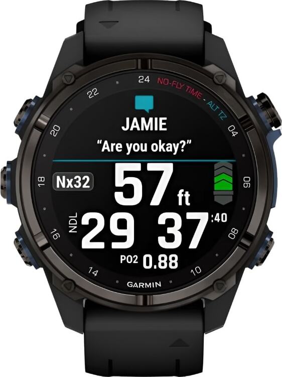 Смарт-часы Garmin Descent Mk3i - 43 mm, Титановый, угольно-серый безель с DLC-покрытием, черный силиконовый ремешок - фото 2