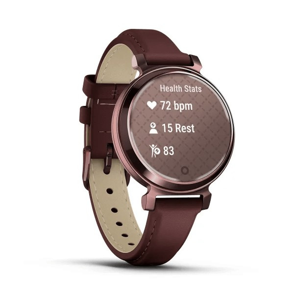 Смарт-часы Garmin Lily 2 - 35 mm, Classic с безелем темно-бронзового цвета, кожаный ремешок ежевичного цвета - фото 3