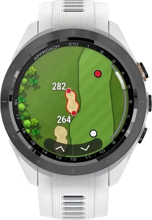 Смарт-часы Garmin Approach S70 - 42 mm, черный керамический безель с белым силиконовым ремешком 4