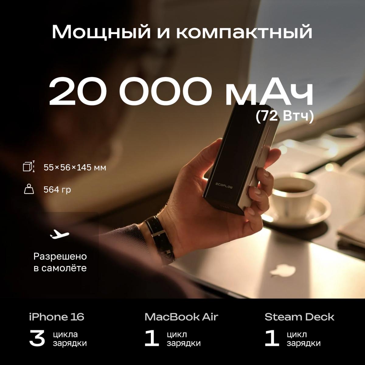 Повербанк EcoFlow RAPID Pro (20000 мАч, 230 Вт, встроенный кабель 100 Вт) 6