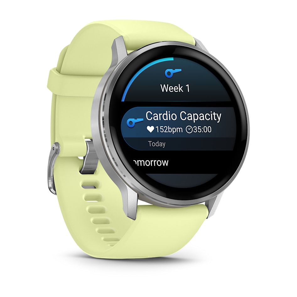 Смарт-часы Garmin Venu 4 - 45 mm, Серебристый , лимонный силиконовый ремешок - фото 3