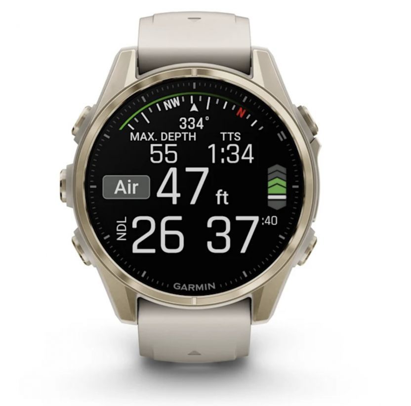 Смарт-часы Garmin Fenix 8 Amoled - 43 mm, Золотистый, дымчато-серый силиконовый ремешок 9